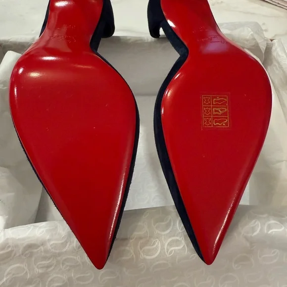Christian Louboutin Dark Blue Suede Heels - Picture 3 of 11